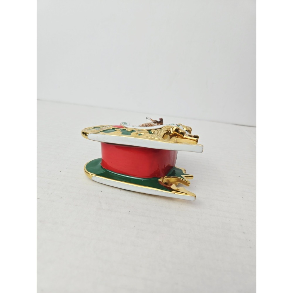 Danbury Mint Christmas ornament Sheltie Shetland Sheepdog dog in sleigh 2005 - Picture 3 of 3